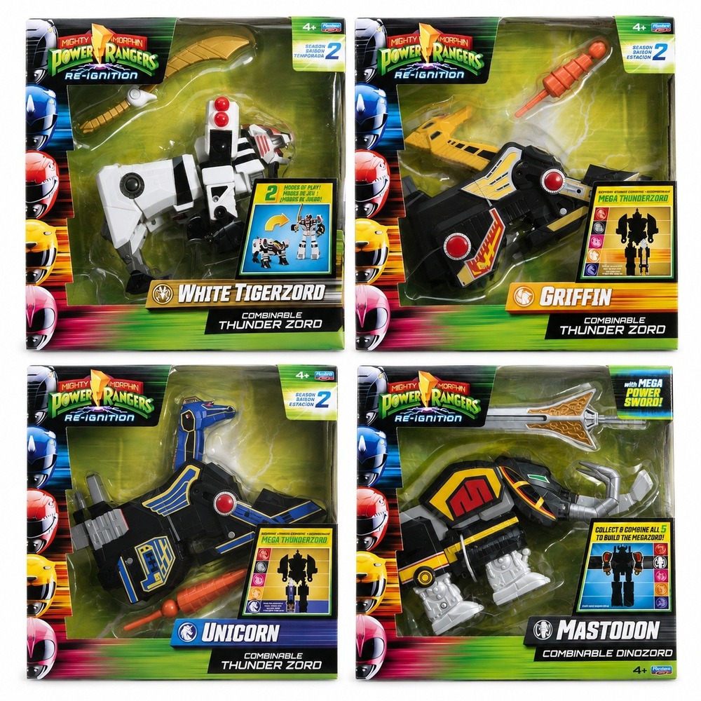 Power Rangers Re-Ignition Zord Set of 4 Tigerzord Griffin Unicorn Mastodon NEW